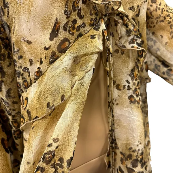 Simonton Says by George Simonton Animal Print Ruffled Kimono QVC Blouse Medium - Image 8