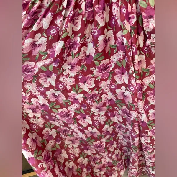 NWT Storia floral maxi dress wedding guest puff sleeve square neck burgundy - Image 6