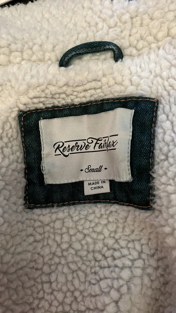 Reserve Fairfax Jacket Womens Small Sherpa Lined Denim Trucker Shearling Collar - Image 6