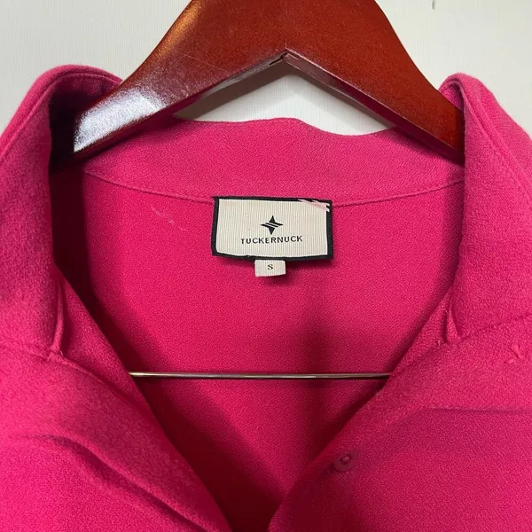 Tuckernuck Fuchsia Pink Avery Terry Shirt Dress Mini Button Stand Collar S - Image 2