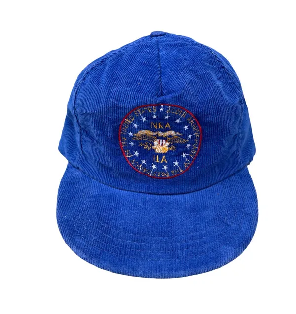 Vintage Blue Corduroy Trucker NRA Hat - Image 4