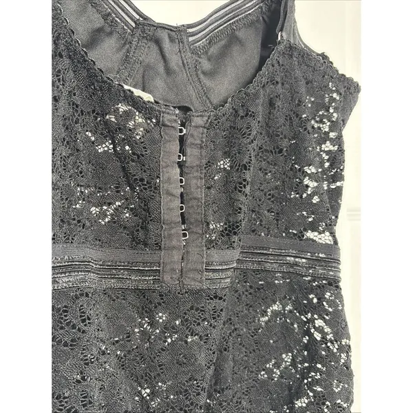 Honey Punch Lace Bustier Bodysuit Womens Size M Black Lingerie Hook‎ Eye Mesh - Image 5
