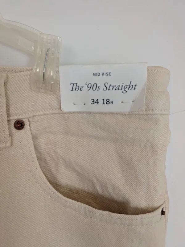NWT Abercrombie & Fitch Straight Mid Rise Jeans Cream Size 34 (18R) XL - Image 4