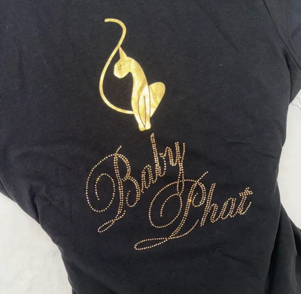 Title 🛍️ NWT Baby Phat Women's Black & Gold Rhinestone Logo T-Shirt - Size L ✨ - Image 4