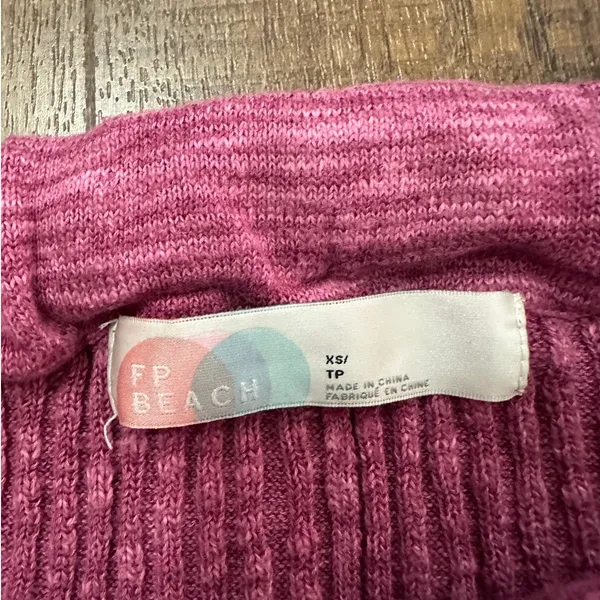 Free People FP Beach Pink Knit Lounge Set Cardigan & Pants XS - Image 10