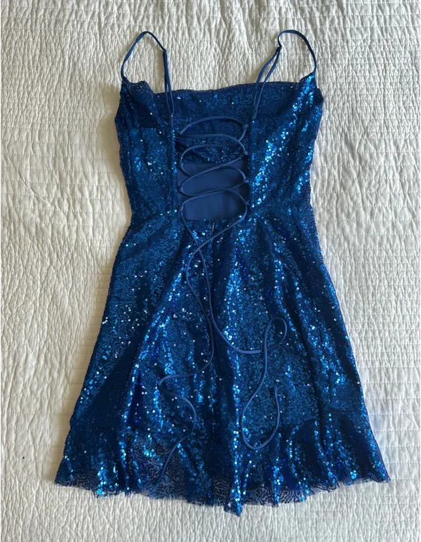 Lucy in the Sky Medium Mini Dress Blue Sequin - Image 2