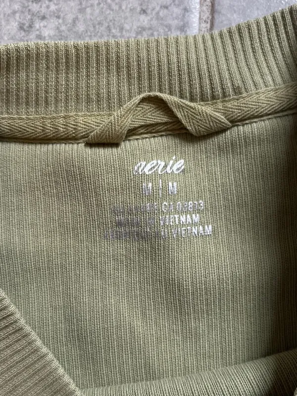 aerie Olive Green Ribbed Crew Sweatshirt - Image 3