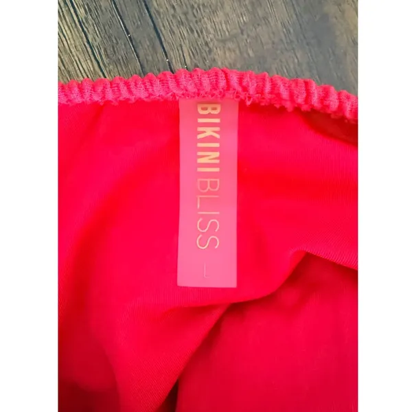 Bikini Bliss Women Hot Pink Crinkle Textured One Piece Swimsuit Size‎ L High Cut - Image 8