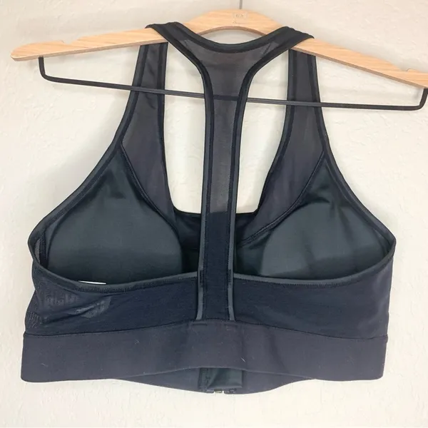 Brooks Fast Forward Zip Up Black Mesh Racerback Sports Bra Size L - Image 6