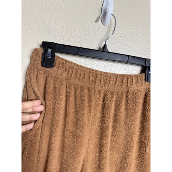 LESET Teddy Jogger size M French Terry Lounge Sweatpants Camel Brown - Image 5