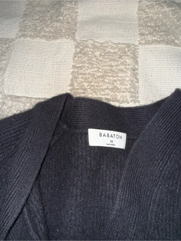 Babaton Black Chunky Wool Blend Button-Front Cardigan XS - Image 3