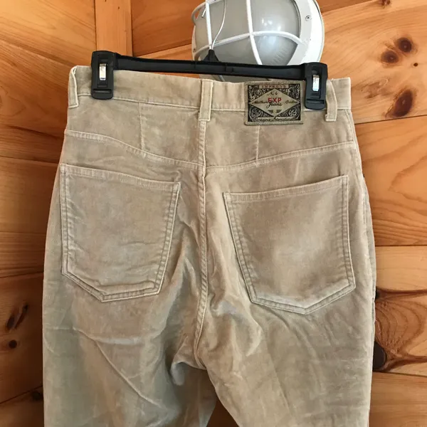 Express VINTAGE 100% COTTON HIGH WAISTED STRETCHY BEIGE PANTS - Image 2