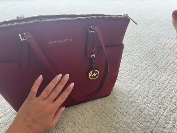 Micheal kors red leather tote bag purse large - Image 10