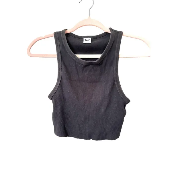 ARITZIA TNA Ribbed Cropped Racer Tank Black Small - Image 2