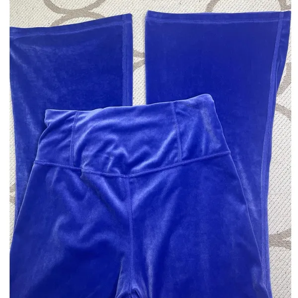 Athleta Elation Velvet Flare Pants Purple Size Medium 32” Inseam High Rise - Image 3