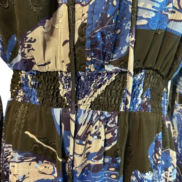 Pinch NWT Maxi Dress S LG Tiered Ruffled Lined Women's Peasant Sleeve Butterfly - Image 3