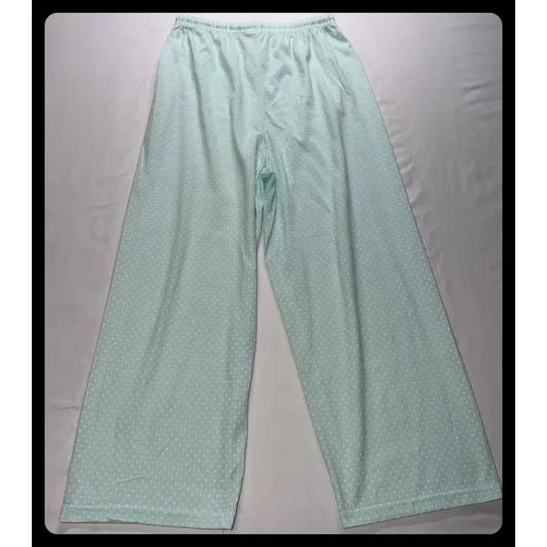 Pink Label Pajama Set Womens Mint Green Polka Dot Lace Trim Sleepwear Small - Image 11