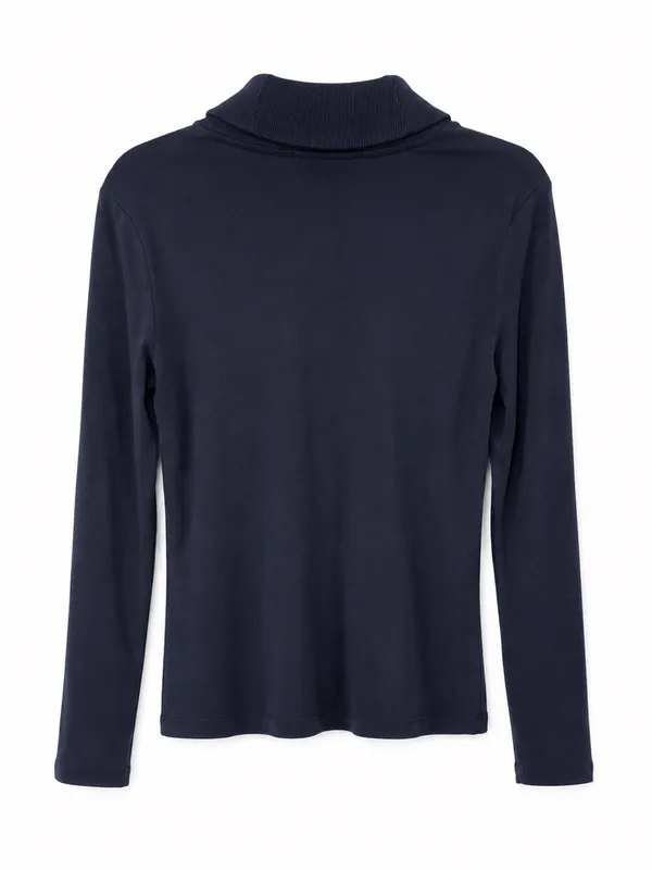 Lauren Ralph Lauren Women’s Petite P/L Navy Blue 100% Cotton Shawl Collar Top - Image 3