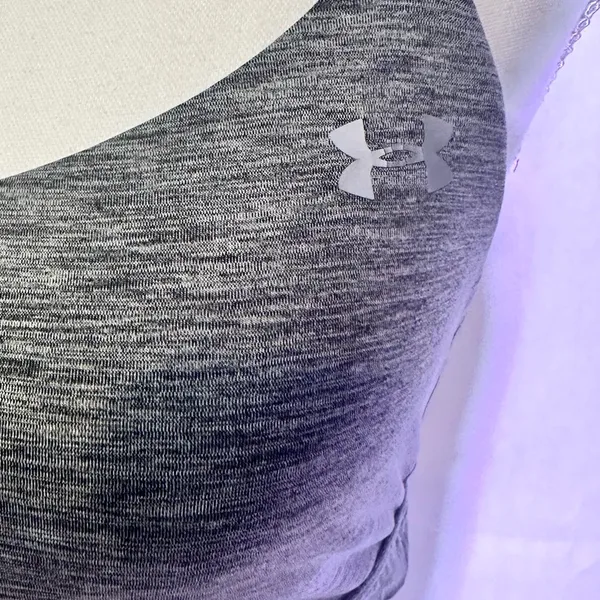 Under Armour Gray Heathered Sports Bra with Black Straps - Image 2