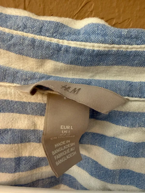 H&M Button-Up Blouse blue and white - Image 2