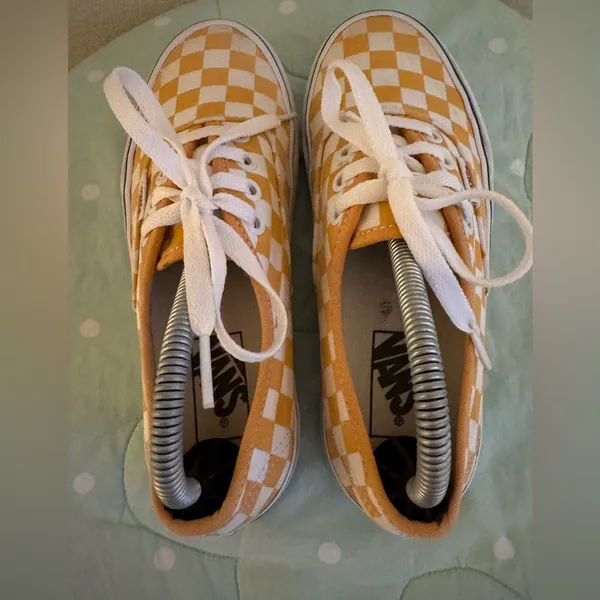 Vans Classic Yellow and White Checkered Sneakers Womens Size 6 - Image 3