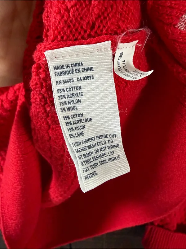 American Eagle Red Open Knit Sweater XS - Image 7