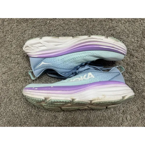 HOKA ONE ONE Bondi 8 Running Shoes Chalk Violet Pastel Lilac Sneaker Sz 8 Wide - Image 8