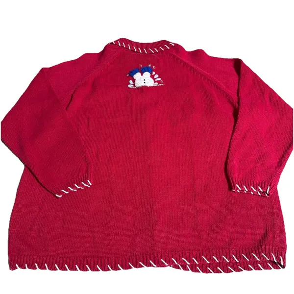 Women's L / XL Snowman Winter Ugly Christmas Cardigan Sweater‎ Knit - Image 6