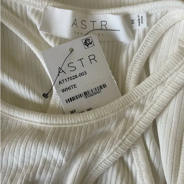 ASTR‎ Women Bodysuit M Ivory Ribbed Cutout Y2K Neutral Festival Clubwear Top - Image 8