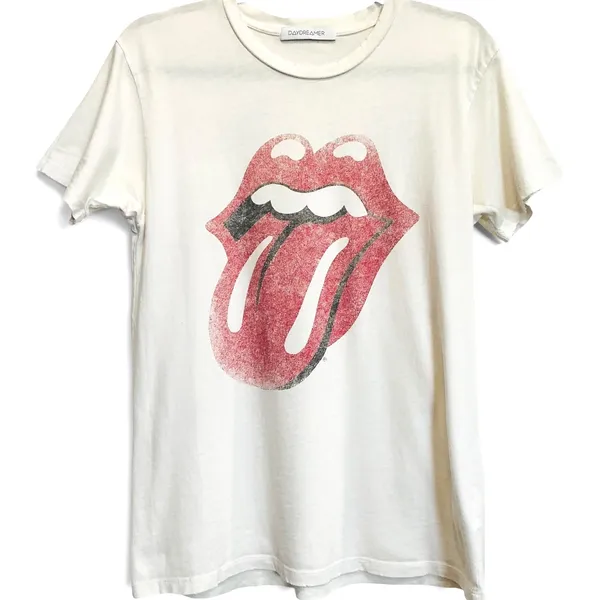 Daydreamer Rolling Stones 89 Weekend Tee Vintage White Graphic T-Shirt Small - Image 3