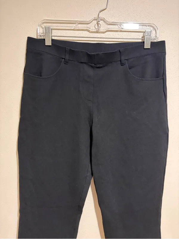 Quince Ultra-Stretch Ponte Straight Leg 4-Pocket Pull-On Pants Black Size Large - Image 8