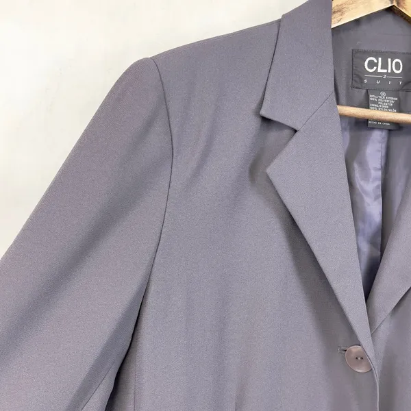 Clio Women Blazer 16 Longline Purple Oversized Career Workwear 90s‎ Minimalist - Image 3
