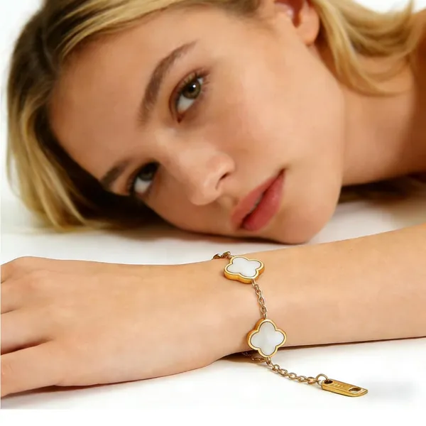 Gold-Plated Four Leaf Clover Bracelet Adjustable lucky Bracelet Jewelry - Image 4