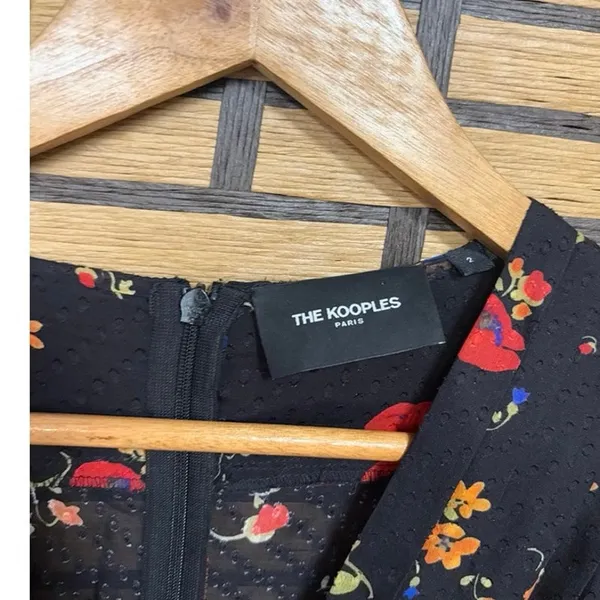 The Kooples Black Floral Dress Size 2‎ - Image 6