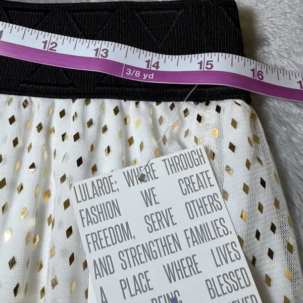 New LuLaRoe Womens Size Large Lucy Skirt White Gold Foil Diamond Lined Party - Image 8