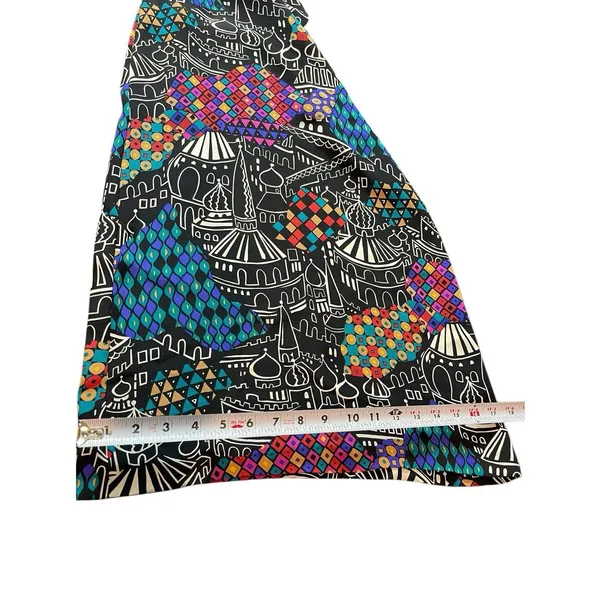 Laura Tanzer 100% Silk Bold Abstract European Cityscape Wide Leg Palazzo Pants L - Image 10