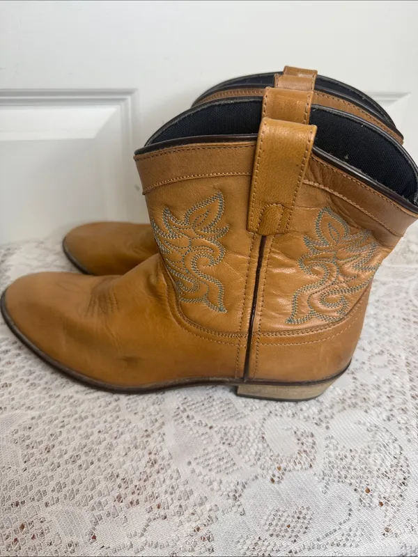 Dingo Willie antique tan leather western cowgirl boots sz 9.5 - Image 5