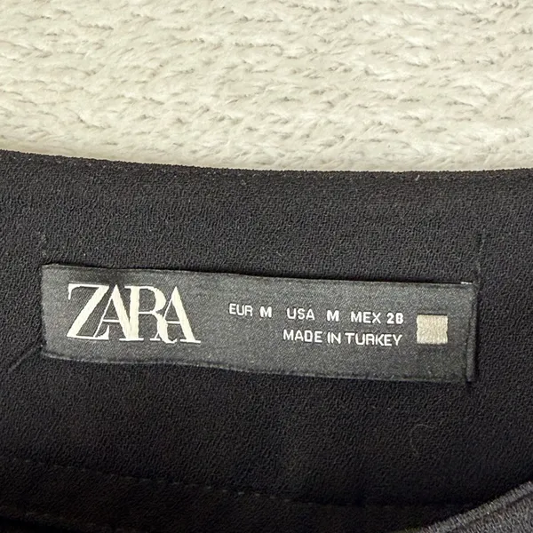 Zara Black Pleated Mini Skort High Rise Side Zip Size Medium Casual Chic - Image 2