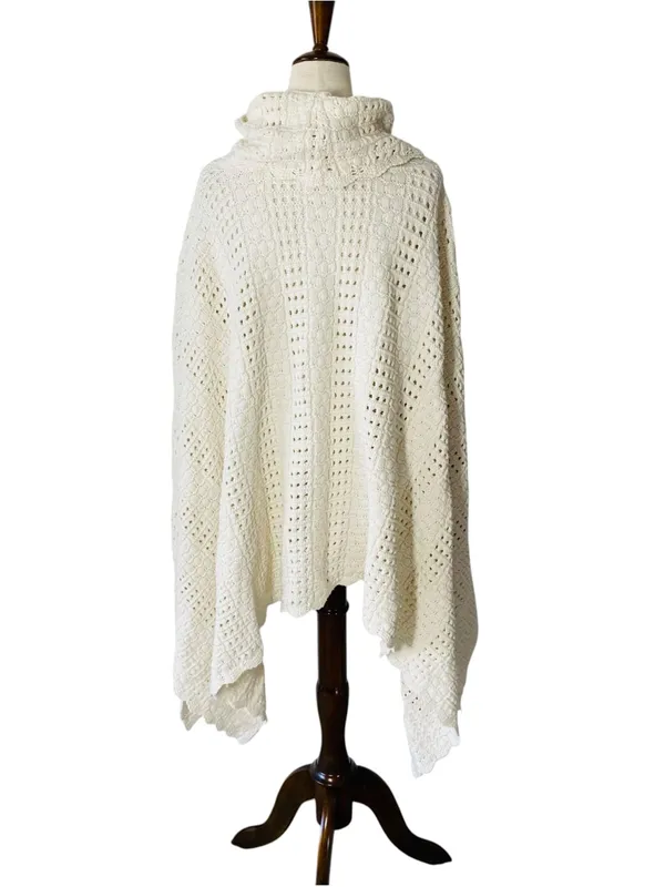 VINTAGE ETC. Crochet Cowl Neck Poncho - Image 5