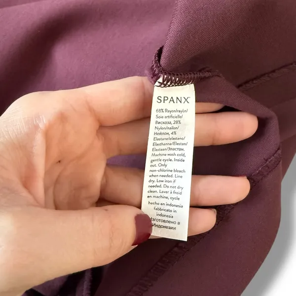 SPANX The Perfect Funnel Top Short Sleeve Blouse‎ Maroon Size S - Image 6