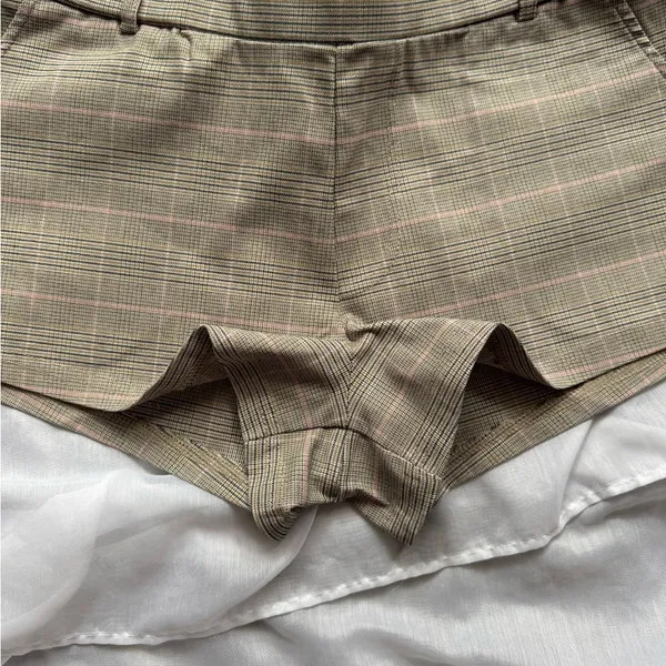 Free Haven Plaid Micro Shorts Tan Size L - Image 5