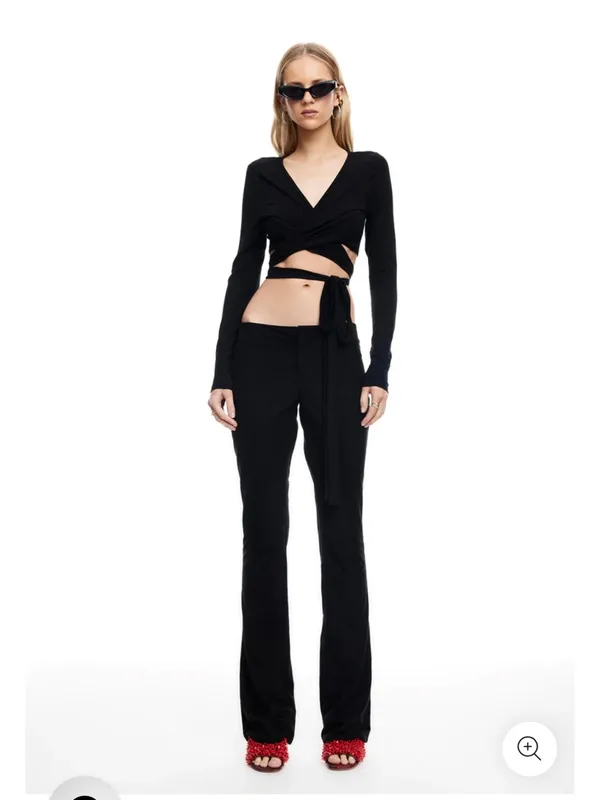 LIONESS Black Wrap Crop Top - Image 2