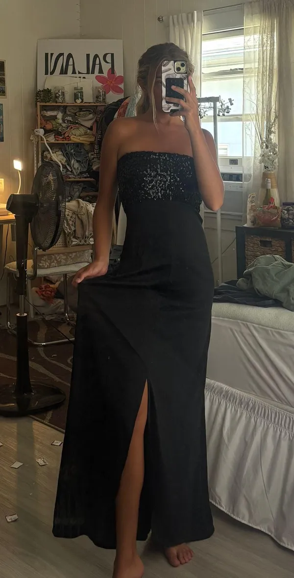 Black Tie Black Sequin Dress - Image 7