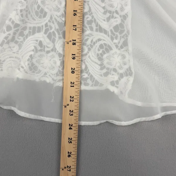 American Dream Womens White Lace Racerback Tank Top Sheer Flowy Boho Size L - Image 5