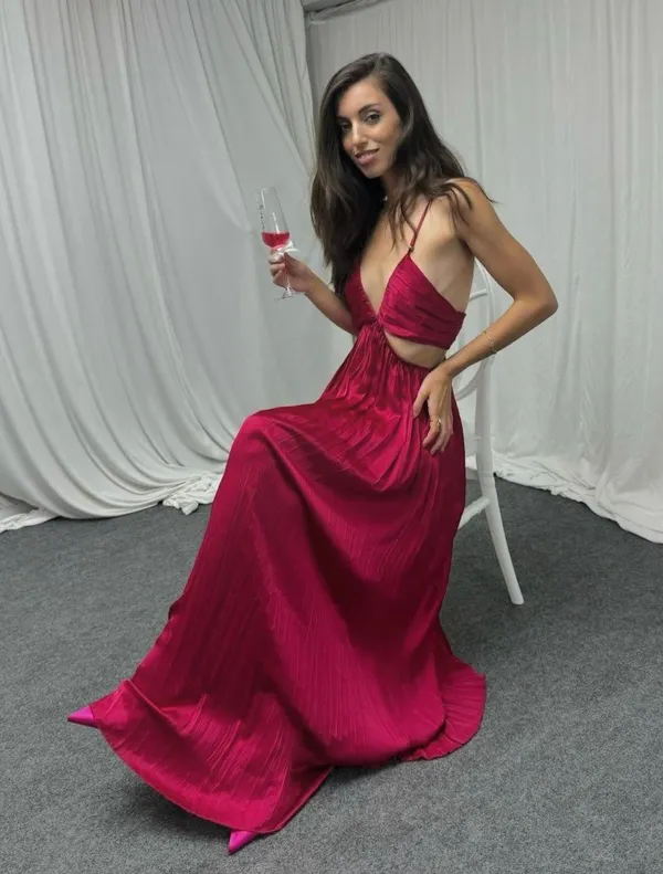 Zara dress maxi boho pleated satin flowy summer vacation wedding evening - Image 13