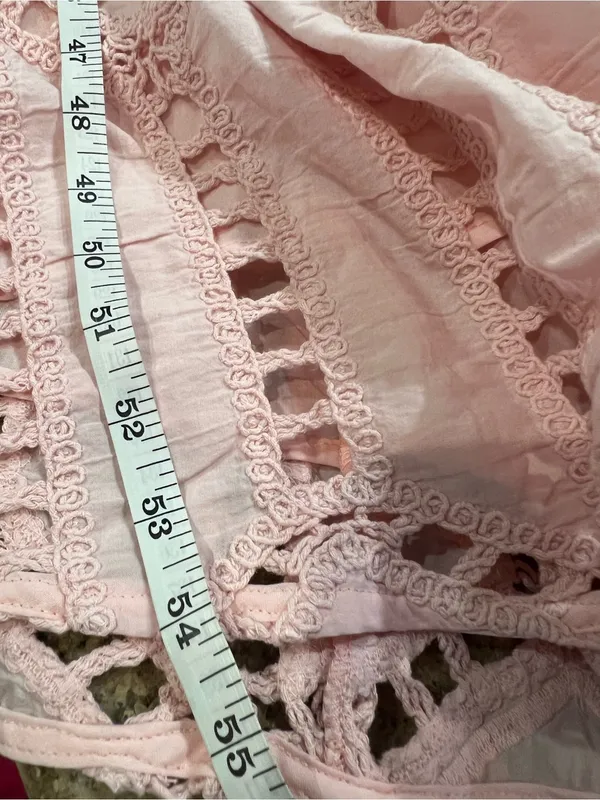 Commense Pink Eyelet Embroidery Cutout Waist Midi Dress Size L NWT - Image 9