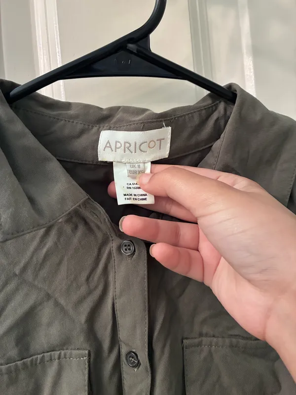 Apricot Sleeveless Button-Front Utility Shirt Dress - Image 2