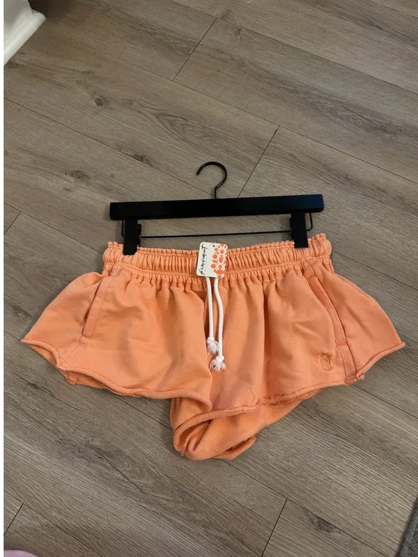 FREE PEOPLE Movement High Press High Rise Cotton Shorts in Peach X-Small NWT - Image 3