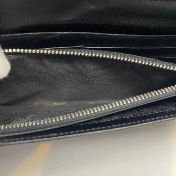 Prada Large Saffiano Calfskin Leather Wallet - Black - Preowned - Image 9