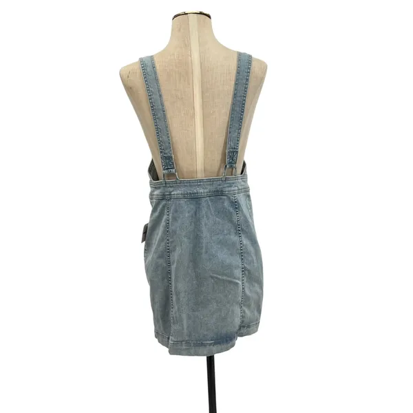 Free People Modern Femme Denim Jumper Dress Zip Front Overall Mini Size‎ 10 NWT - Image 10
